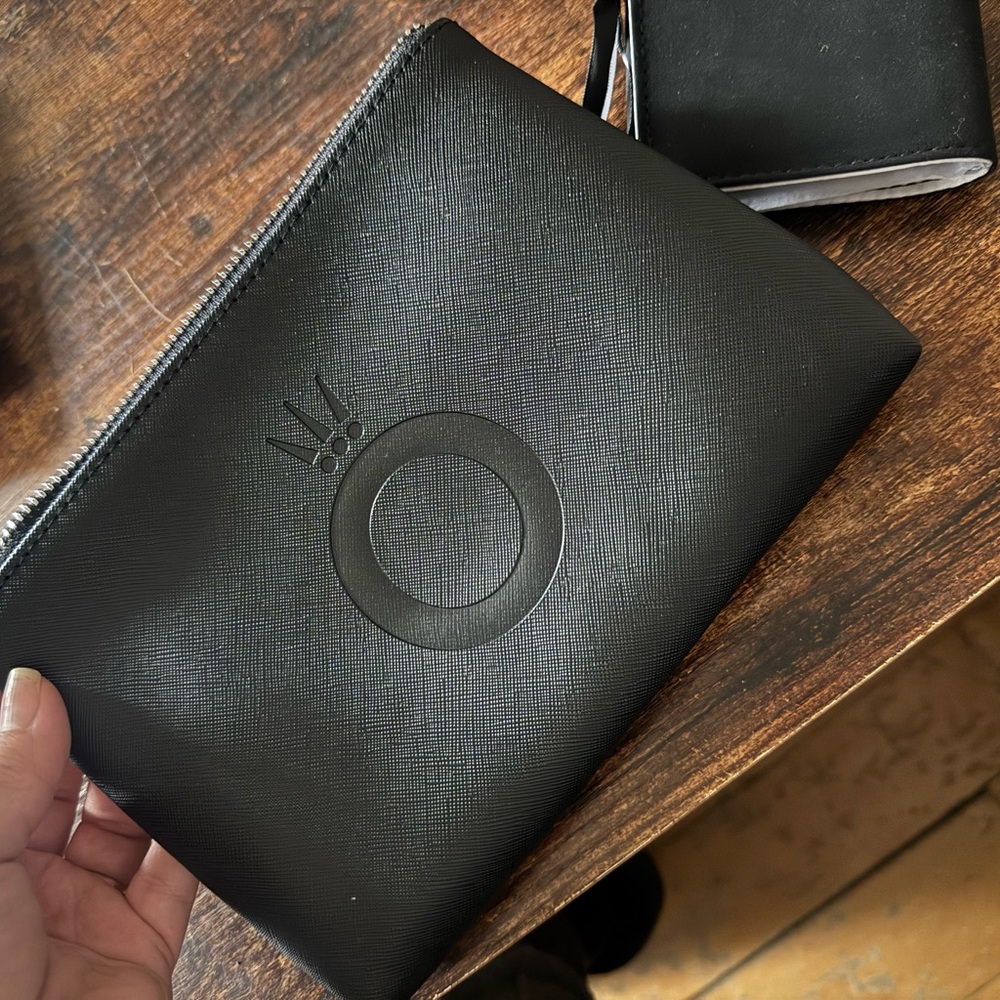 Pandora Black Embossed Crown Zip Pouch